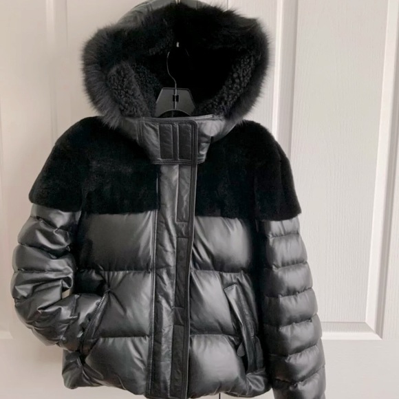Burberry Jackets & Blazers - 🔥Auth Burberry Sport Leather Down Filled Real Fur Trimmed Black Jacket size XL